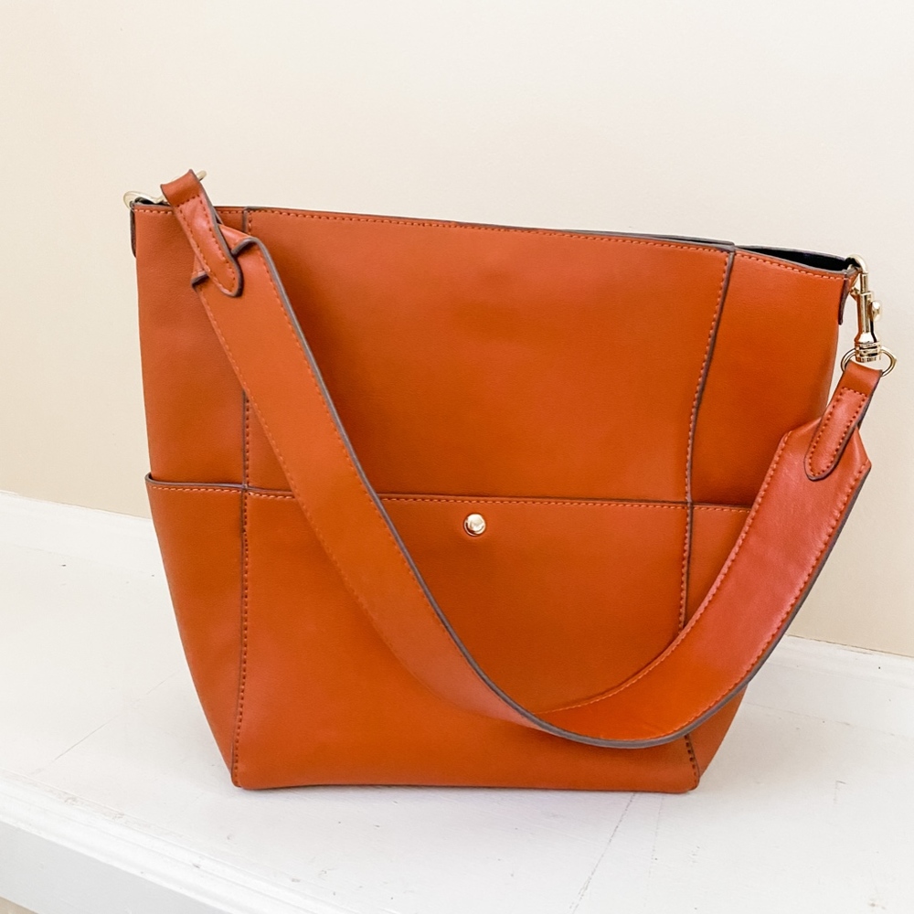 Leather Bucket Tote Shoulder Bag Hobo Handbag Purs